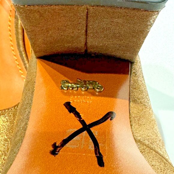 NWOB Coach Gold Metallic Leather Ankle Strap High Heel Pump Women’s Size 6B - Picture 14 of 15